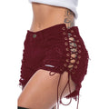 Sexy Ripped Tassel Jeans Streetwear High Waist Straight Denim Shorts 2025 Summer New Women Lace-Up Hole Hollow Out Jean Shorts