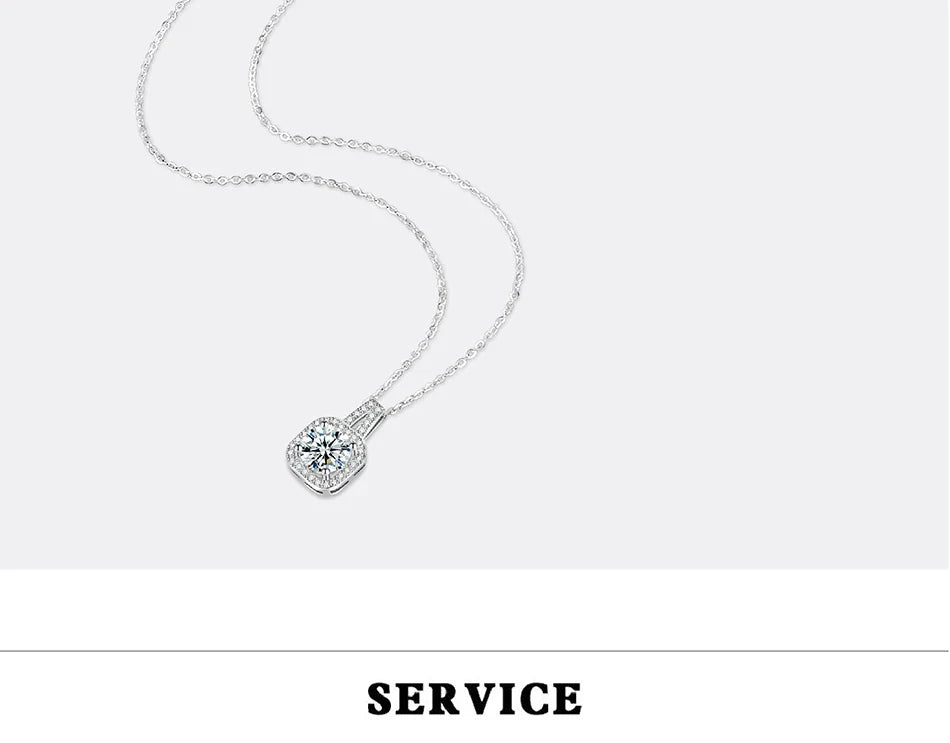 1-2CT Moissanite Necklace for Women S925 Silver Square Design Laboratory Diamond Pendant Luxurious Wedding Jewelry