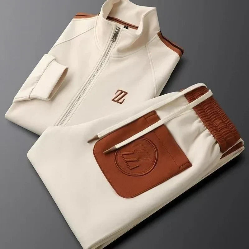 Spring Autumn Fashion Embroidered LOGO Men's Sports and Leisure  Jacket Pants 2-pc Set Youth Street Party Brand Men Sets