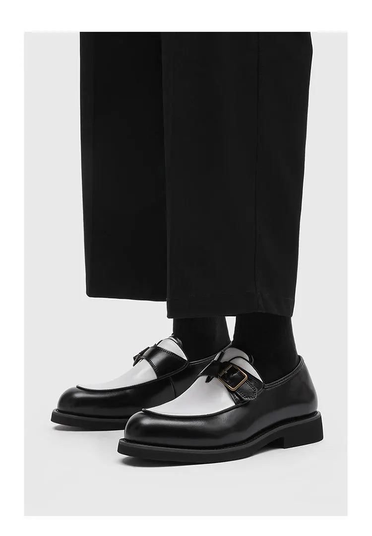 Business Men Loafers Black Brown Buckle Men Casual Button-up Thick-soled Anti-slip Fashion Brand Shoes Wedding Dress Shoes Men