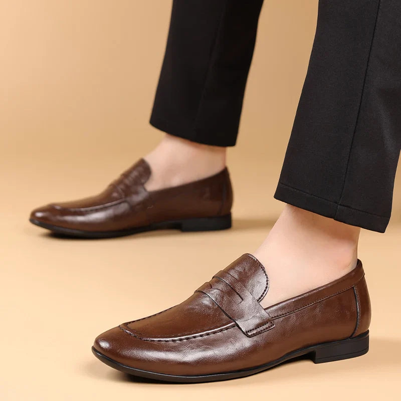 Italian Men High Quality Casual Leather Loafers Casual Business Office Shoes Comfy Outdoor Slip On Flats Fashion Driving Shoes