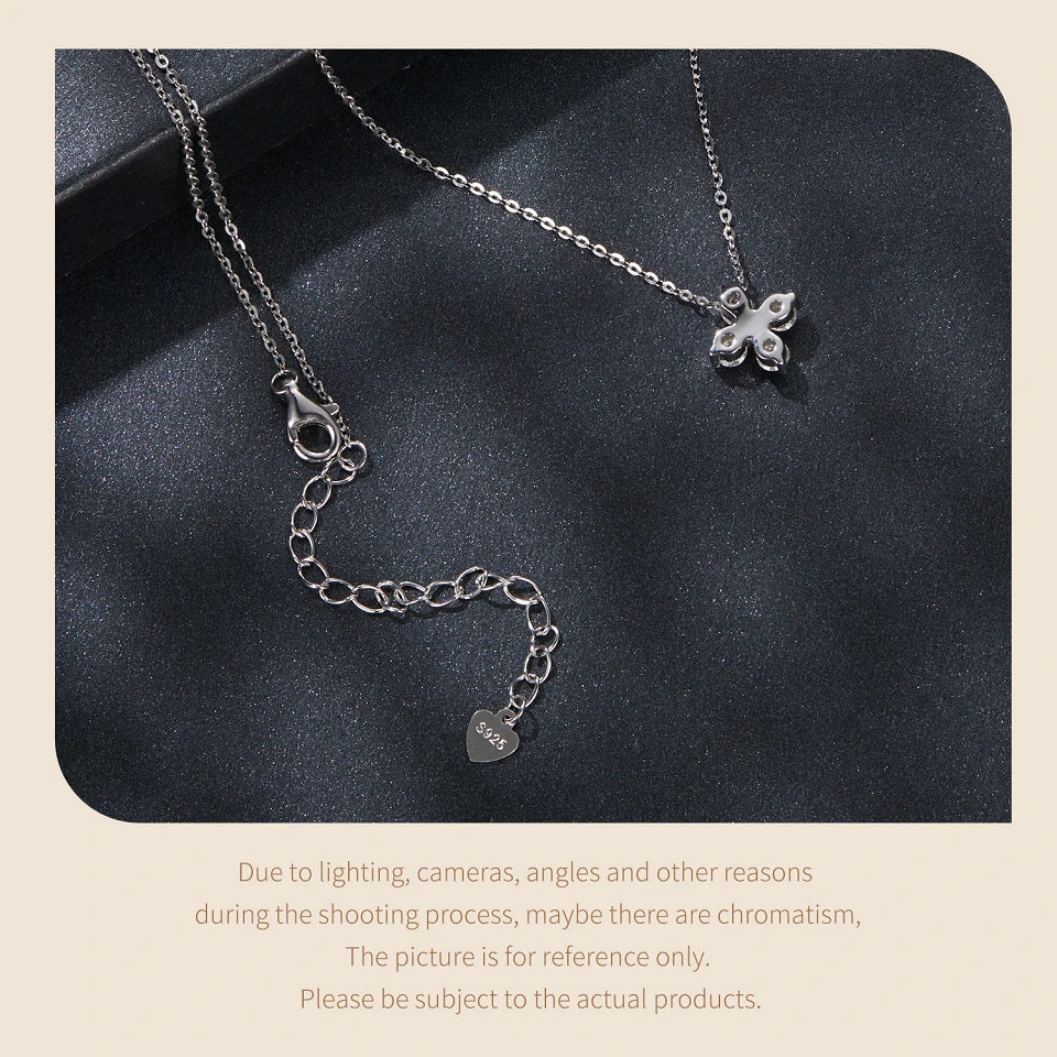 Shiny Moissanite Flower Pendant Necklace For Women Wedding Party S925 Silver with White Gold Plating Jewelry MSN038