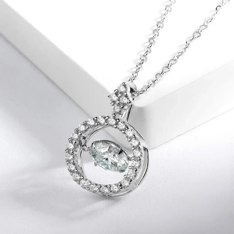 1/0.8 CT Moissanite Pendant For Women Simulated Diamond Necklace S925 Sterling Silver Jewelry Girl Valentine's Day Gift