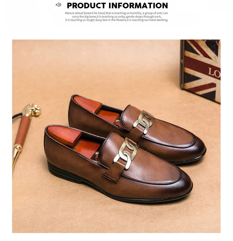Italian Fashion Leather Shoes Moccasins For Men Casual Man Shoe Business Male Formal Pointed Fashion Wedding Black Skin
