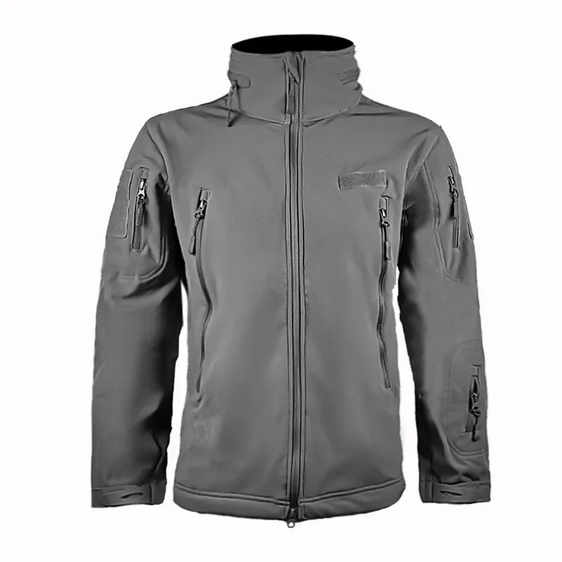 Outdoor Tactical Jacket Men's Stand-up Collar Plush Thickened Soft Shell Jacket Winter Windproof Waterproof Camouflage Coat