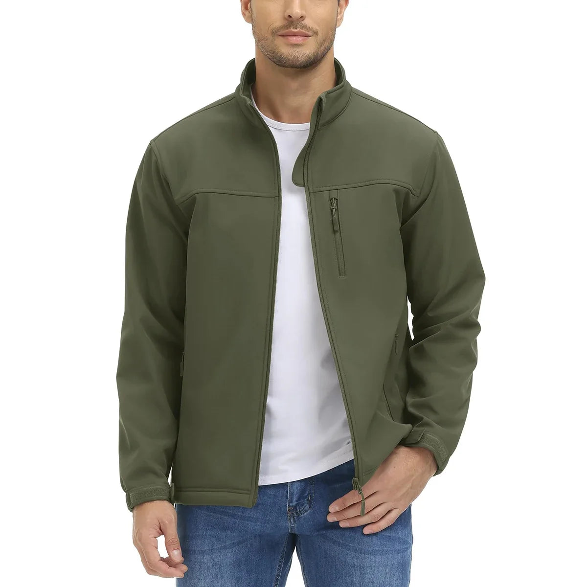 Men's Waterproof Outdoor Hiking Jacket Full Zip Windproof Fleece Lining Warm Fall Winter Work Casual Jackets