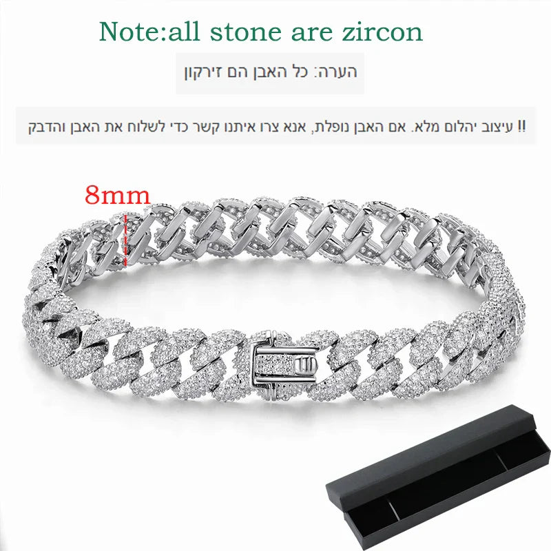 18k Gold Plated Cuban Bracelet for Women Men High Carbon Diamond Bracelet 925 Sterling Silver Jewelry Hip Hop Link Chain