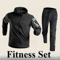2025 Men's Gym Training Sportswear Running Sets 2 Piece Tracksuit Sports Suit Jacket+Pant Outdoor Workout Morning Run Clothing