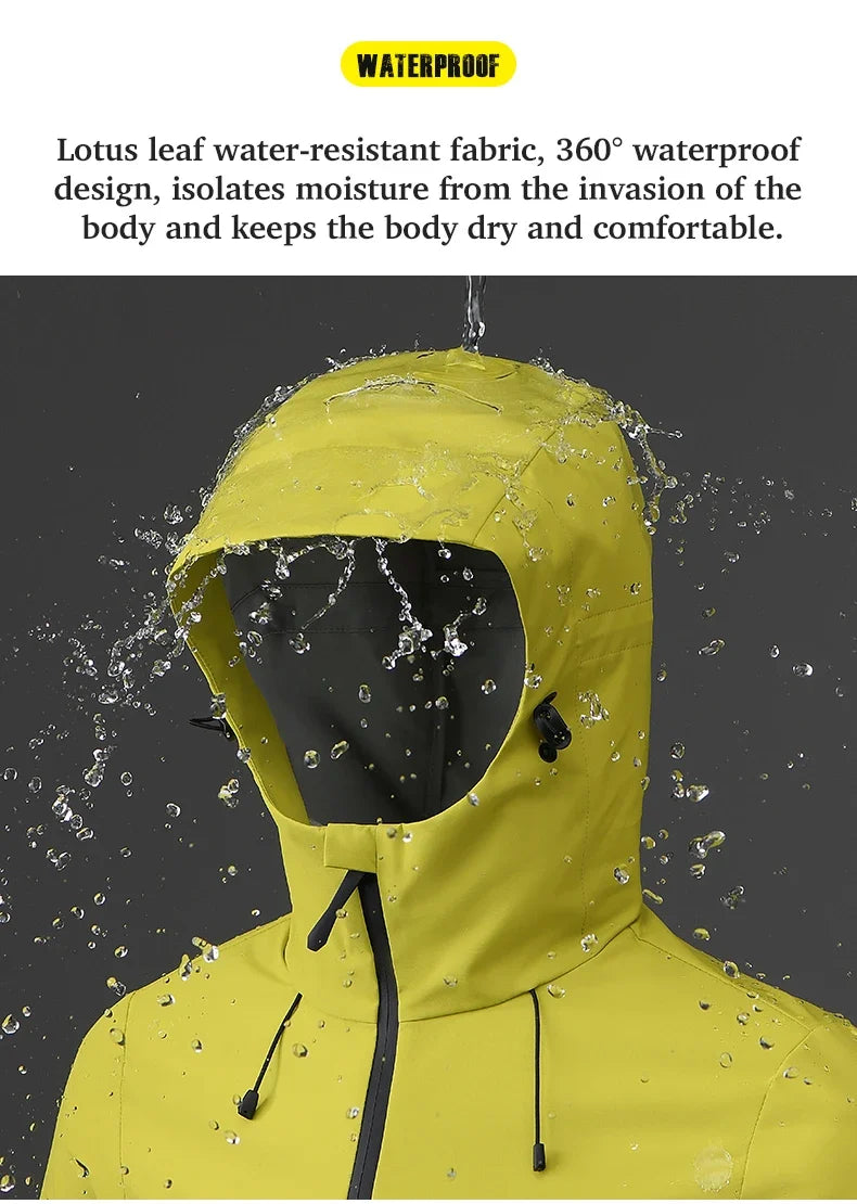 Unisex Waterproof Windbreaker Jacket - Single-Layer Raincoat for Hiking, Camping - Certified Moderate Rain Protection