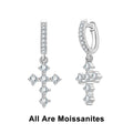 Moissanite Cross Hoop Earrings For Women Huggie 925 Sterling Silver Lab Created Diamond Drop Earrings Jewelry Wholesale