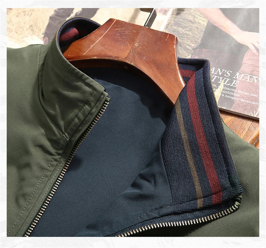 Varsity Jacket Men Windbreaker Double-sided Wear Jackets Men Baseball Jacket Hip Hop Streetwear Coat Solid Color