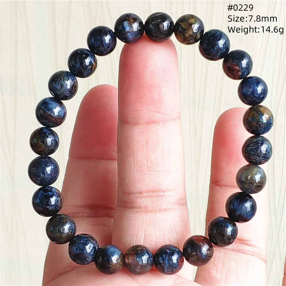 Natural Blue Pietersite Bracelet Women Men Beads Round Beads Chatoyant Cat Eye Fire Pietersite Namibia AAAAAA