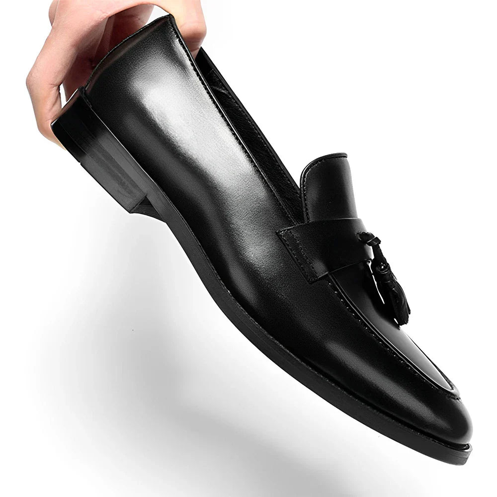 Men's Brown Leather Tassel Loafers, Formal Slip-on Dress Shoes for Business, Wedding