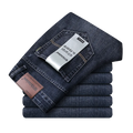 Spring Autumn 2025 Men's Smart Jeans Business Fashion Straight Regular Blue Stretch Denim Trousers Classic Men Plus Size 28-40