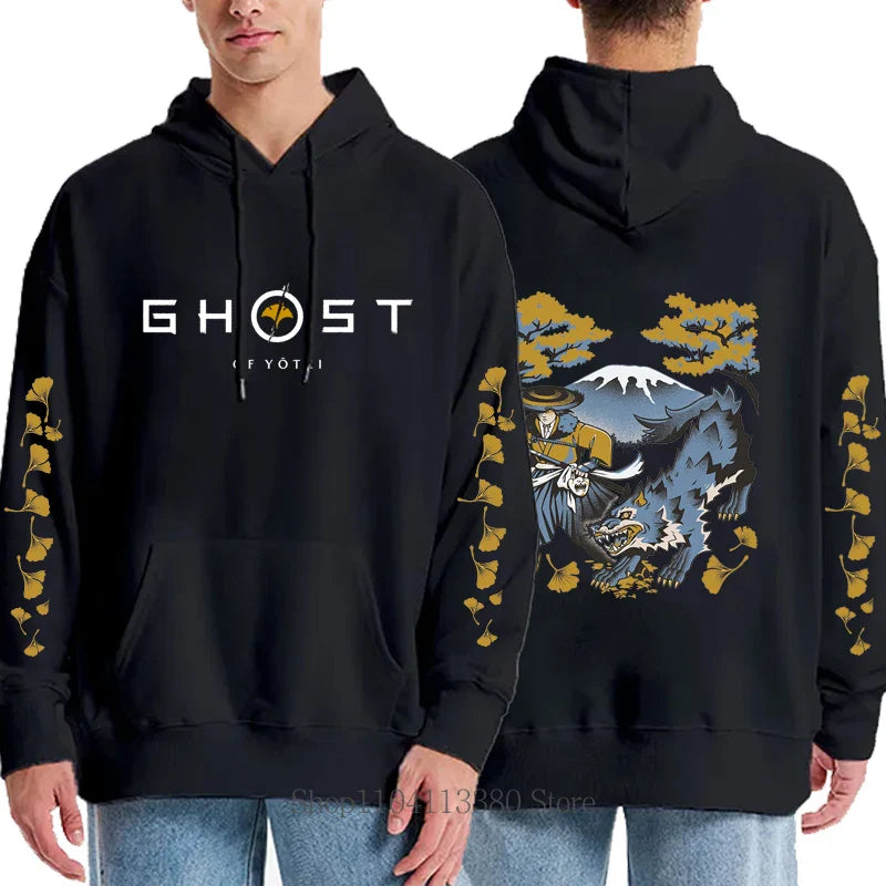 هودي بطبعة Ghost جديدة خريف وشتاء للرجال والنساء، كاجوال على طراز هاراجوكو، بلوفر بأكمام طويلة من الصوف بتصميم أركان فينتاج Y2K