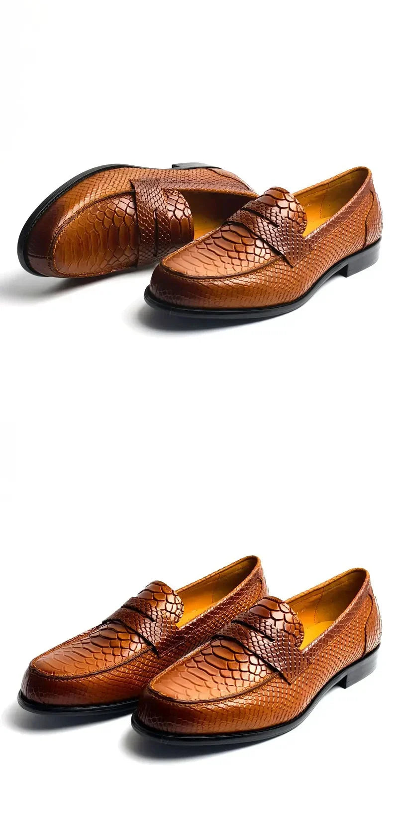 Premium Men's Snake Print Penny Loafers Handcrafted Genuine Leather Slip-On Driving Shoes Business Casual & Formal Footwear