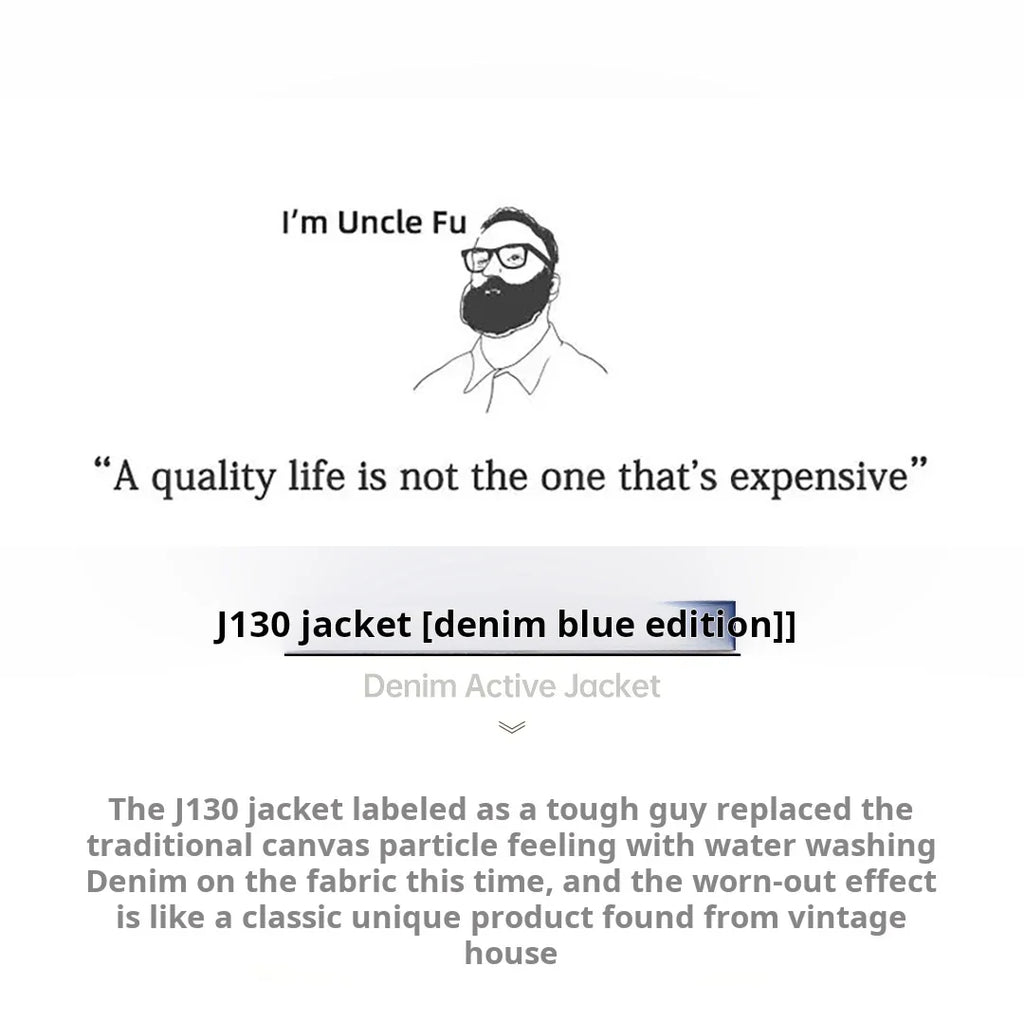 Retro Men's J130 10.5oz Denim Jacket Heavyweight Washed Aged Hooded Jacket Zipper Work Coat with Large Pockets for Fall