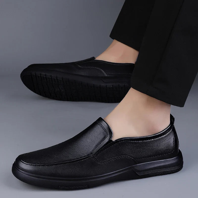 Genuine Leather Men Loafers Handmade Mens Casual Shoes Business Dress Flats Breathable Moccasins Luxury Brand Man Driving Shoes