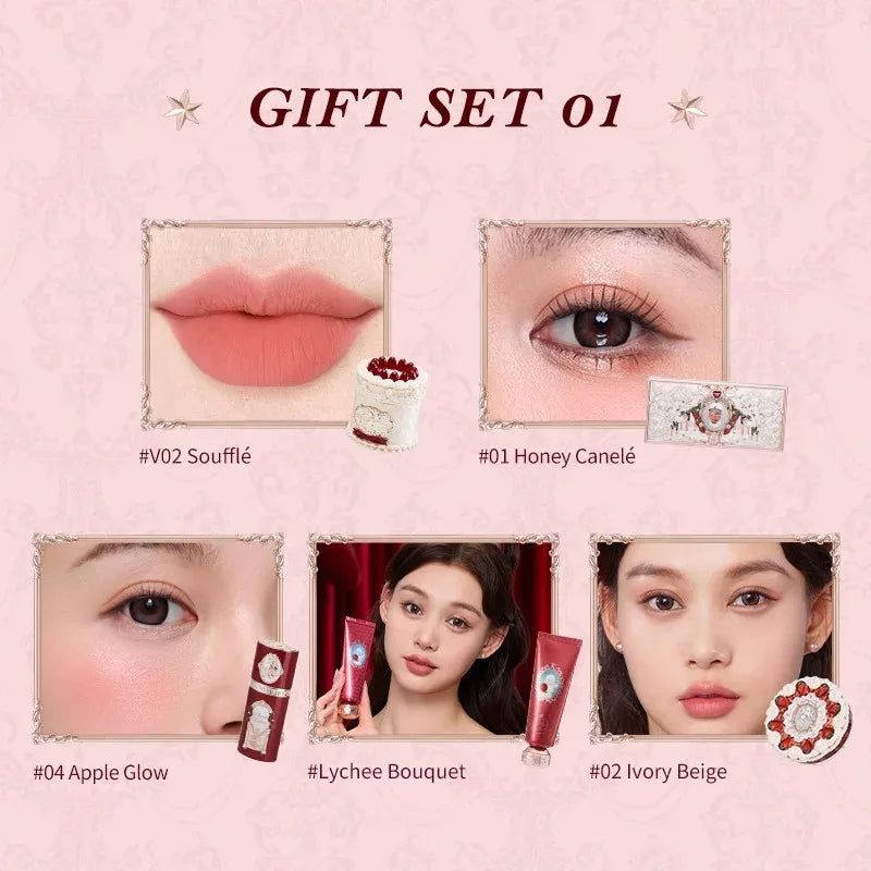 Strawberry Cupid Professional Makeup Set For Women Full Kit Gift Box Eyeshadow Lip Cream Blush Compact Powder Sets