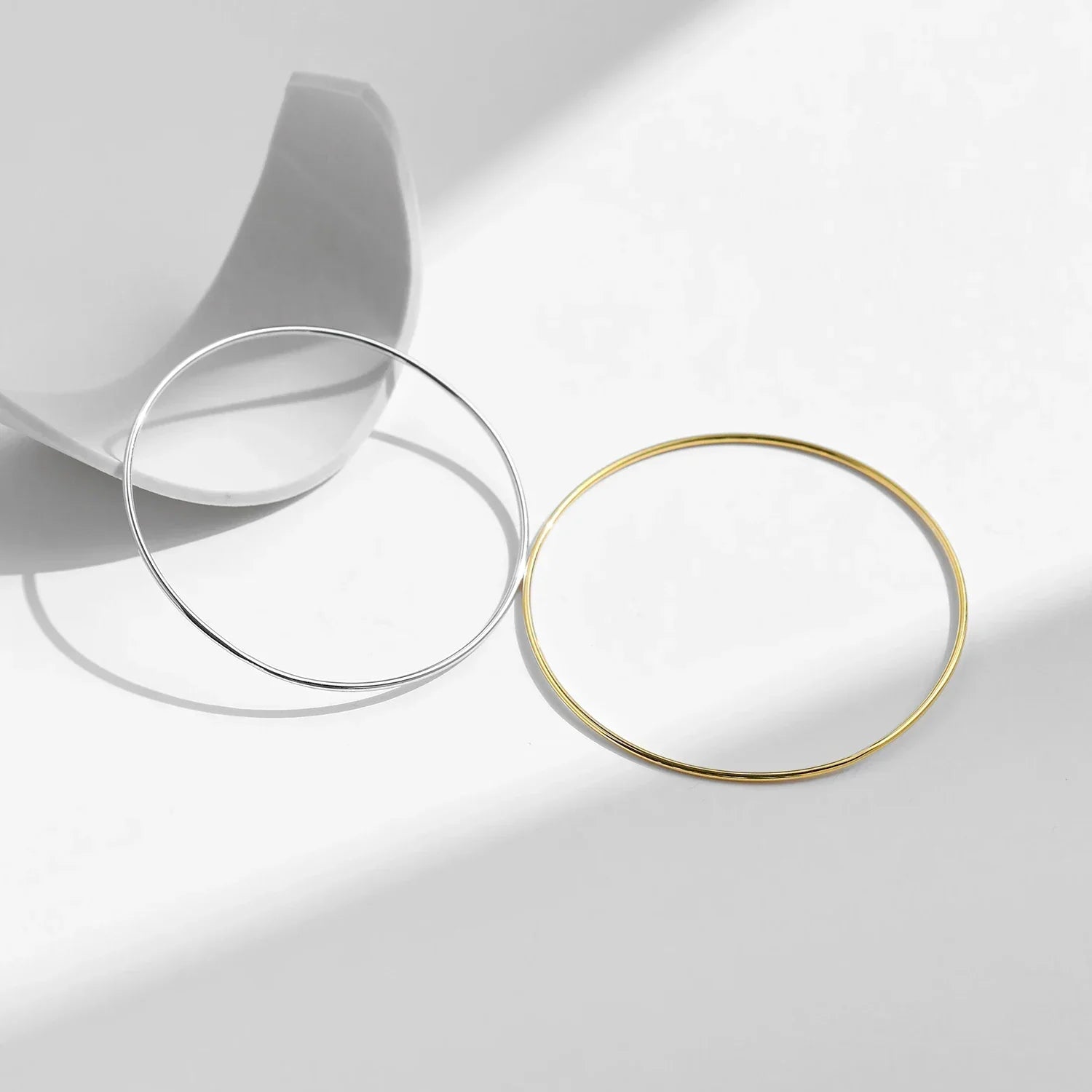 Minimalist 925 Sterling Silver Smooth Stackable Bangle Platinum Plated Bracelets For Women Fine Jewelry
