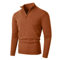 Autumn Mens Zip Pullover Sweater Lightweight Mock Neck Woolen Polo Sweaters Knit Casual Solid Color Cardigan Winter Warm Tops