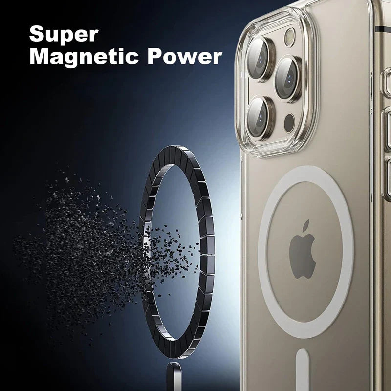 Magnetic Clear Case for iPhone 17 16 15 14 13 11 12 Pro Max Plus Transparent Case Wireless Charge Cover Compatible With Magsafe