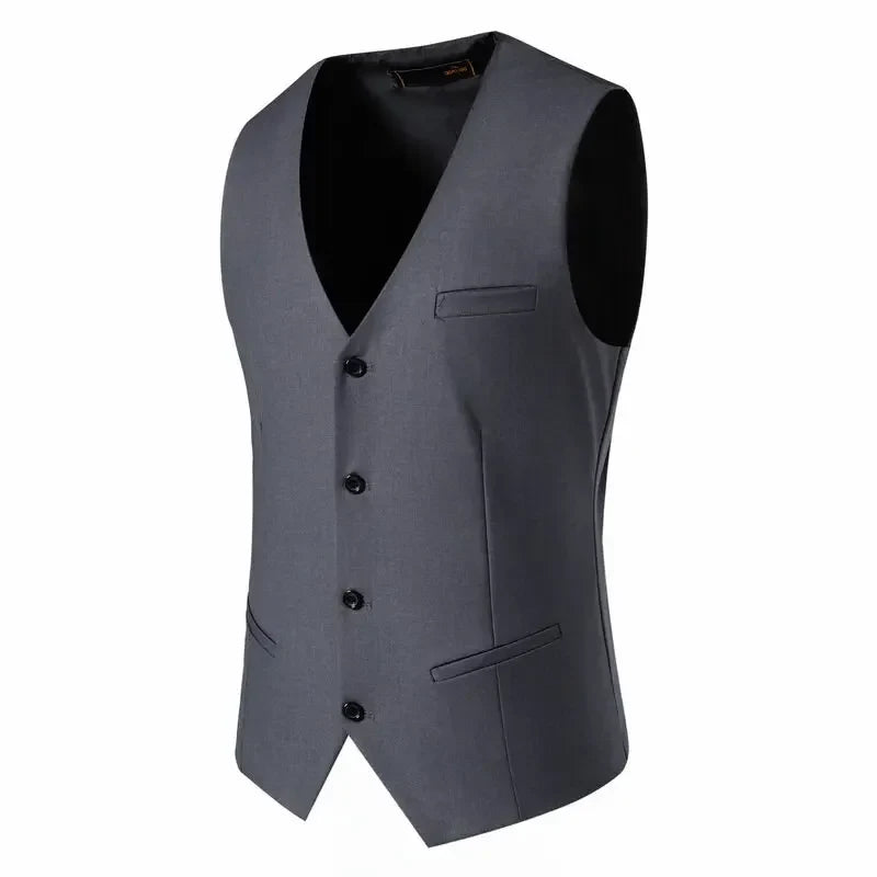 Suit Men's (Blazer+ Vest + Trousers) Fashionable Business Solid-color Wedding British-style Workwear, Casual Performance Suit