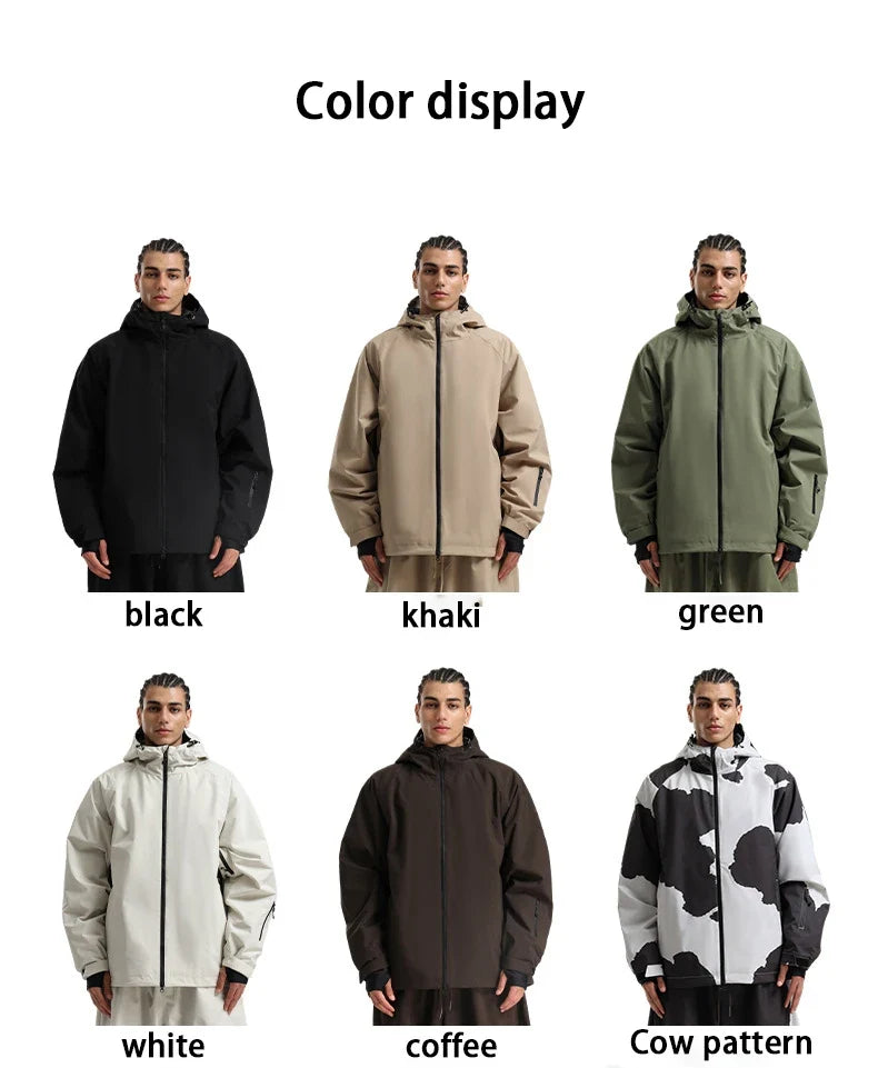 SNOW Winter Ski Jacket Men Waterproof Insulated Snow Tops Super Loose Snowboard Clothes Breathable Windproof Skiing Hoodies