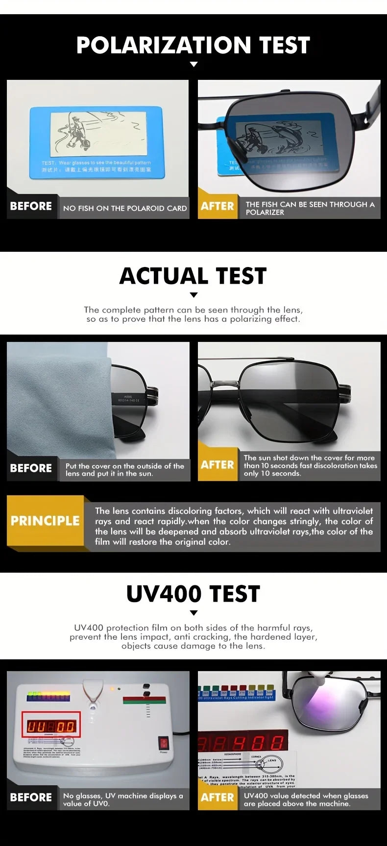 Design Square Polarized Sunglasses Man Photochromic Sun Glasses Woman Anti-glare Driving Goggles Oculos zonnebril heren