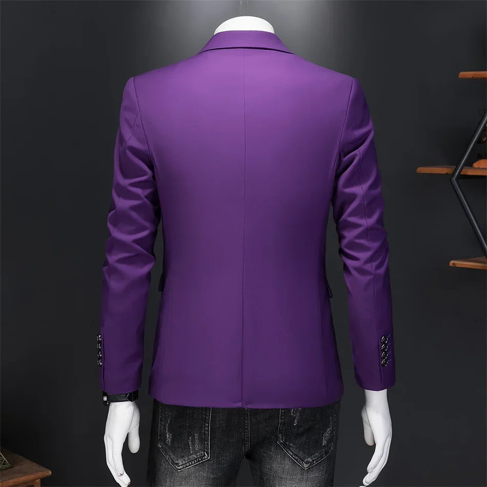 15-color boutique fashion suit 6XL men's slim groom wedding suit jacket business office suit casual solid color suit jacket