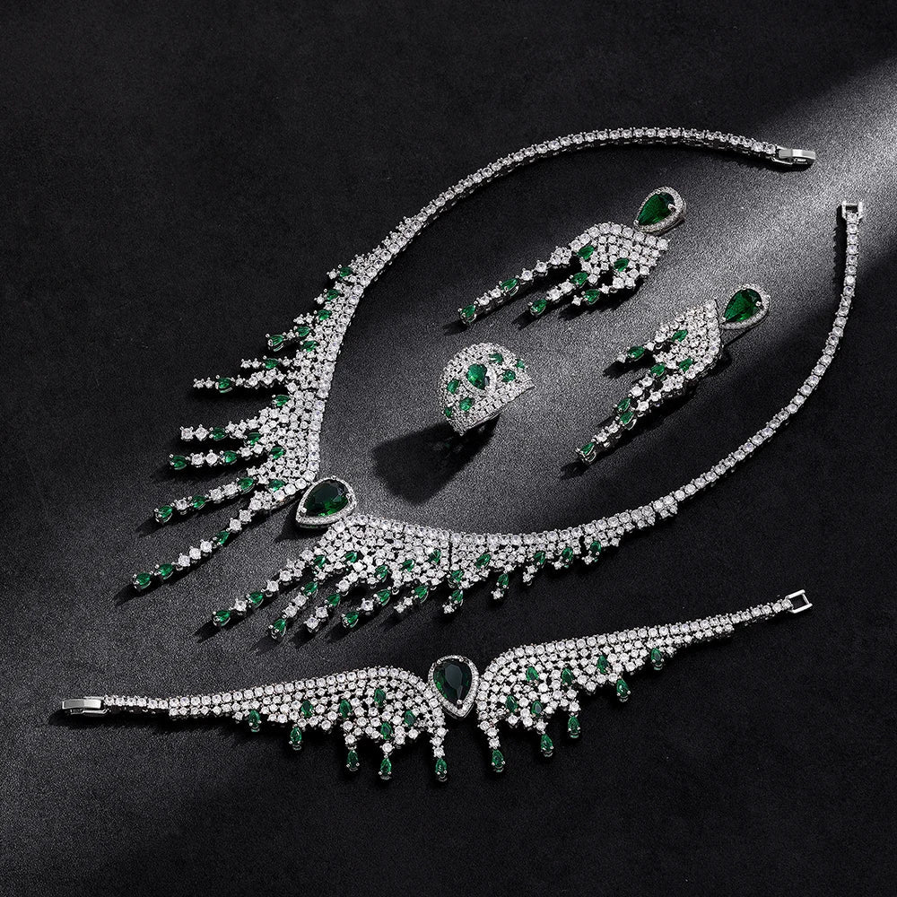 2024 New 4-piece Bridal Wedding Jewelry Set, Cubic Zirconia, Luxury Women's Jewelry, Women's Wedding Party Accessories