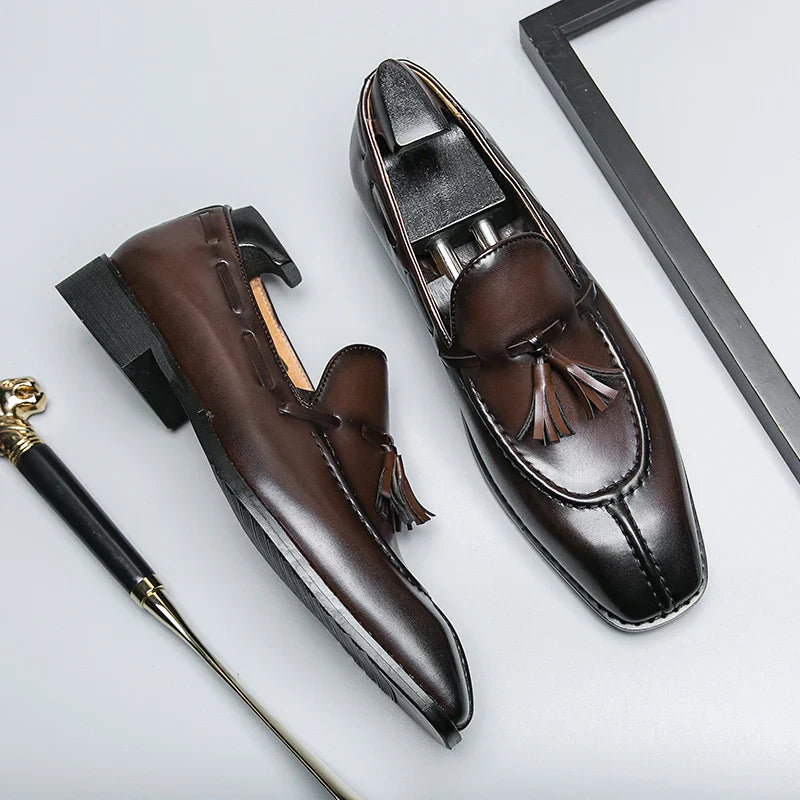 Fashion Shoe Office Shoes for Men Casual Shoes Breathable Leather Loafers Mens Driving Moccasins Comfortable Slip on 2023 Brown