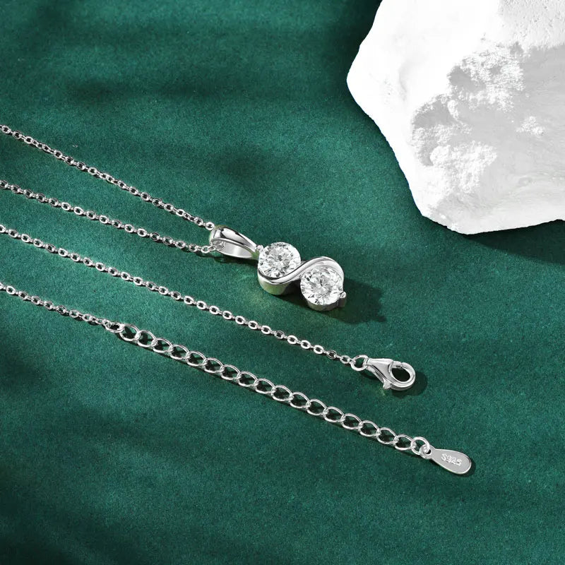 GRA Certified Moissanite Twisted Bowknot Pendant Necklaces for Women S925 Sterling Silver Jewelry Chains Wedding Gifs
