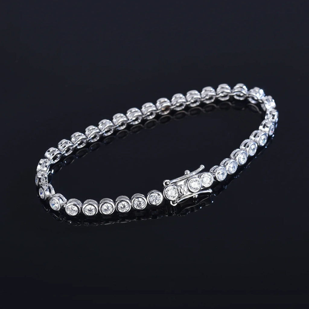 2mm 3mm Moissanite Round Bubble Diamond Tennis Bracelets for Woman Men 925 Silver Plated 18k Gold Hip Hop Chain Bracelet