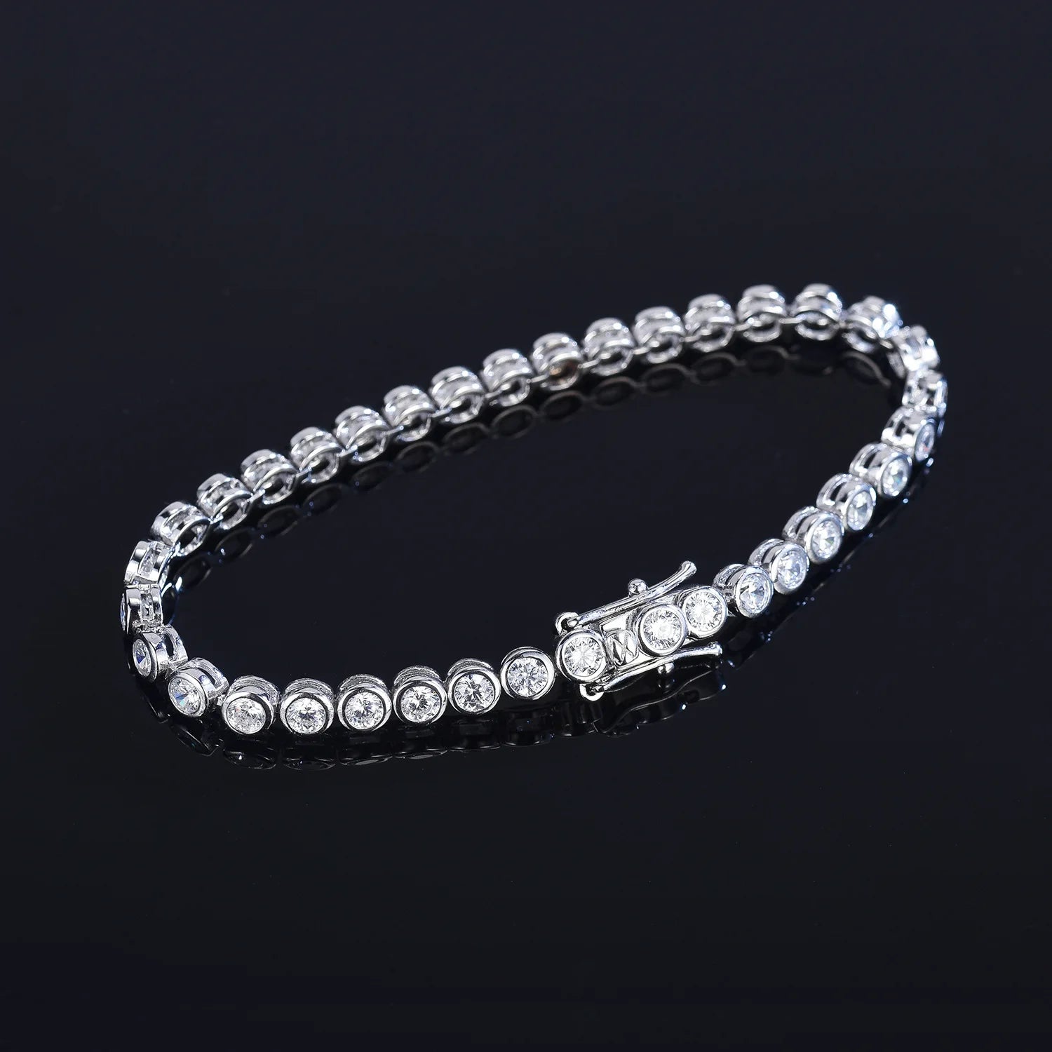 2mm 3mm Moissanite Round Bubble Diamond Tennis Bracelets for Woman Men 925 Silver Plated 18k Gold Hip Hop Chain Bracelet