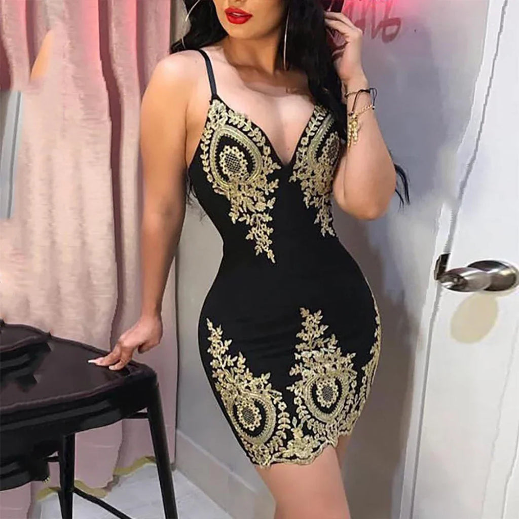 Sexy summer party halter dress Sleeveless slim-fit mini dress