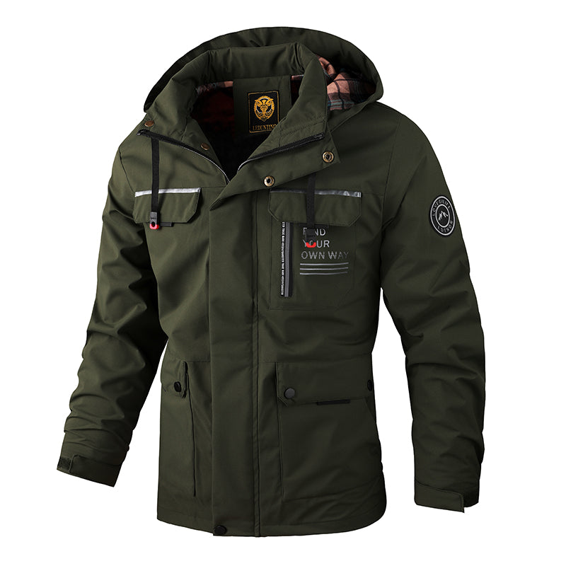 Fashion Men's Casual Windbreaker Jackets Hooded Jacket Man Waterproof Outdoor Soft Shell Winter Coat Clothing Warm Plus Size