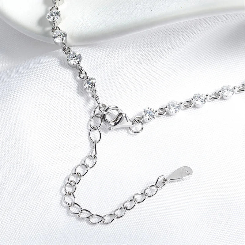18k Plated Marquise Cut Moissanite Tennis Necklace for Women Choker Lab Diamond D Color Chain 925 Sterling Silver Jewelry