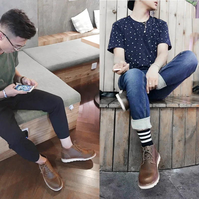 Men's Shoes Mid-top British Style Big Head Shoes