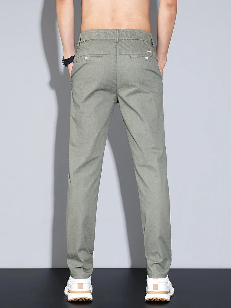 Cotton Thin Men's Business Casual Pants Summer Straight Slim Fit Fashion Stretch Solid Trousers Korean Men's Pants Size 28-38