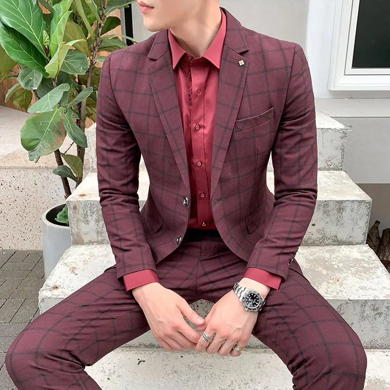 High-Quality Large Size Men's Wedding Suit 5XL S-Fourth Quarter 2024 Fashion Handsome Two-Piece Acetate Set (Suit + Trousers)