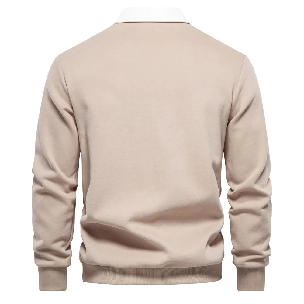 2023 New Autumn Fashion Design Polo Neck Sweatshirts for Men Casual and Social Wear Quality Cotton Mens Sweatshirts