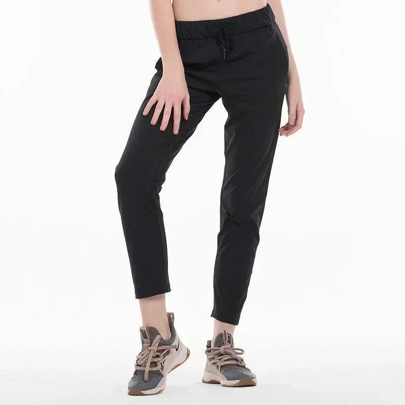 Lemon Women On The Fly Yoga Sport Pants Workout Running Leggings 4 Way Stretch Fabric with Side Pockets Outdoor Gym Trousers