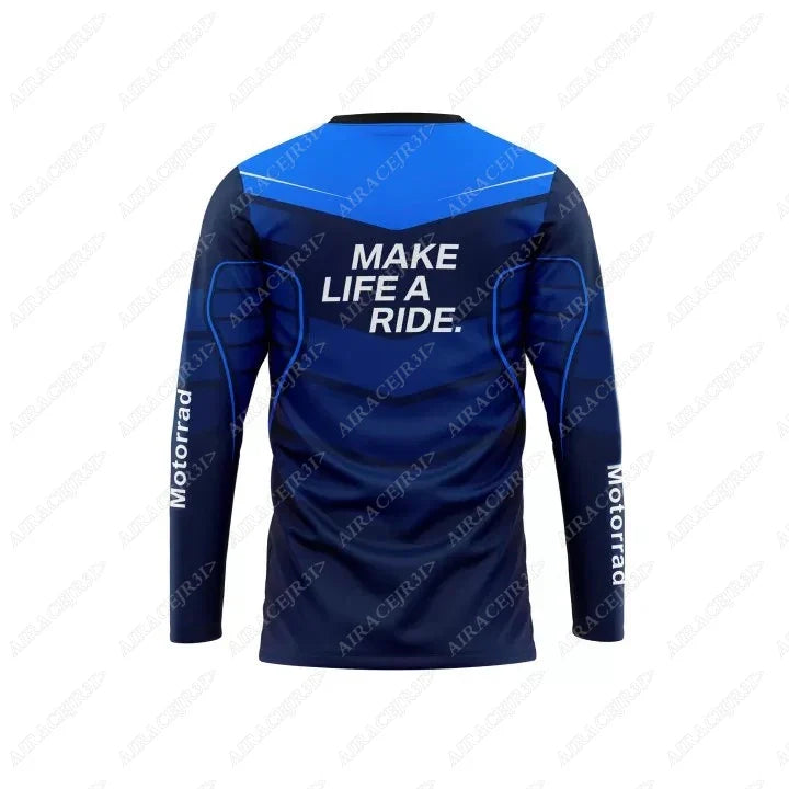 For BMW Motorrad Jerseys ADVENTURE Riding Sport Travel Long sleeve T-Shirt Summer Blue Motorcycle Racing Team Anti-UV Not Fad