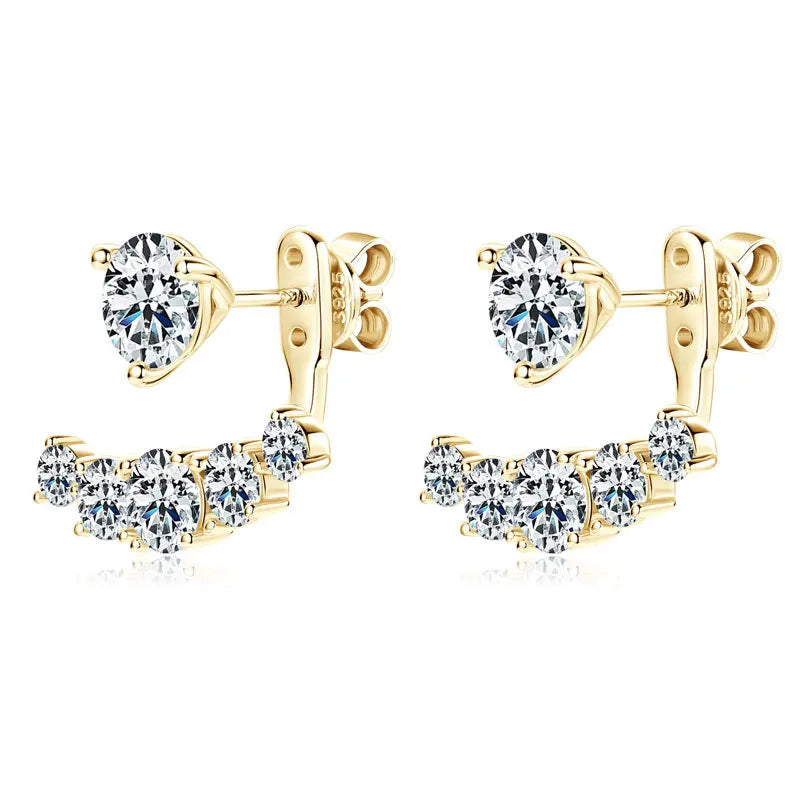2 in 1 Full 5mm D Color Moissanite Stud Earrings for Women S925 Silver 2cttw All Diamond Earring Pierced Ear Fine Jewelry