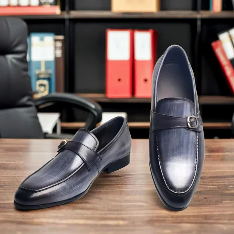 Deluxe Genuine Leather Casual Shoe for Man Elegant Buckle Loafer Shoes Wedding Party Slip-On Wear Zapatos De Vestir Hombre