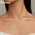 925 Sterling Silver Simple Clear Zircon Pendant Necklace for Women Wedding Engagement Anniversary Fine Jewelry BSN273