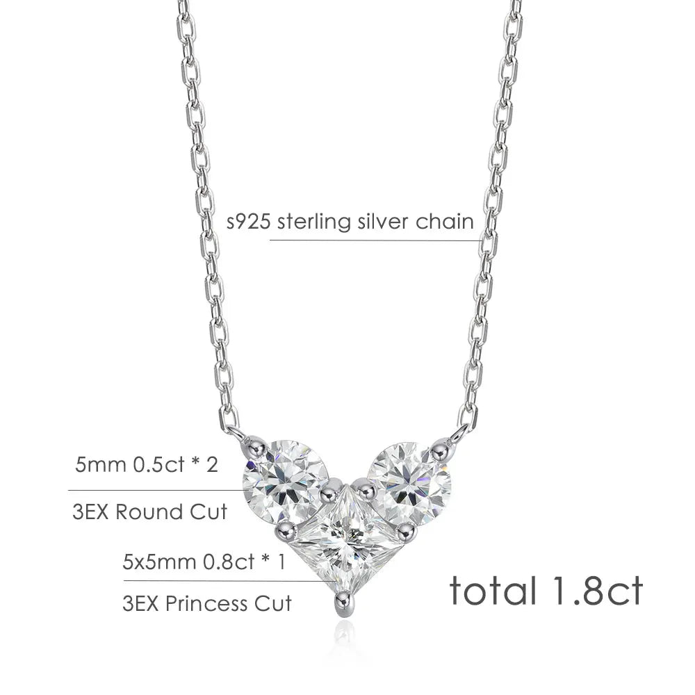 Moissanite Pendant Necklaces for Women 1 - 1.8ct D VVS1 Lab Diamond with Certificates s925 Silver Chain Dainty Necklace