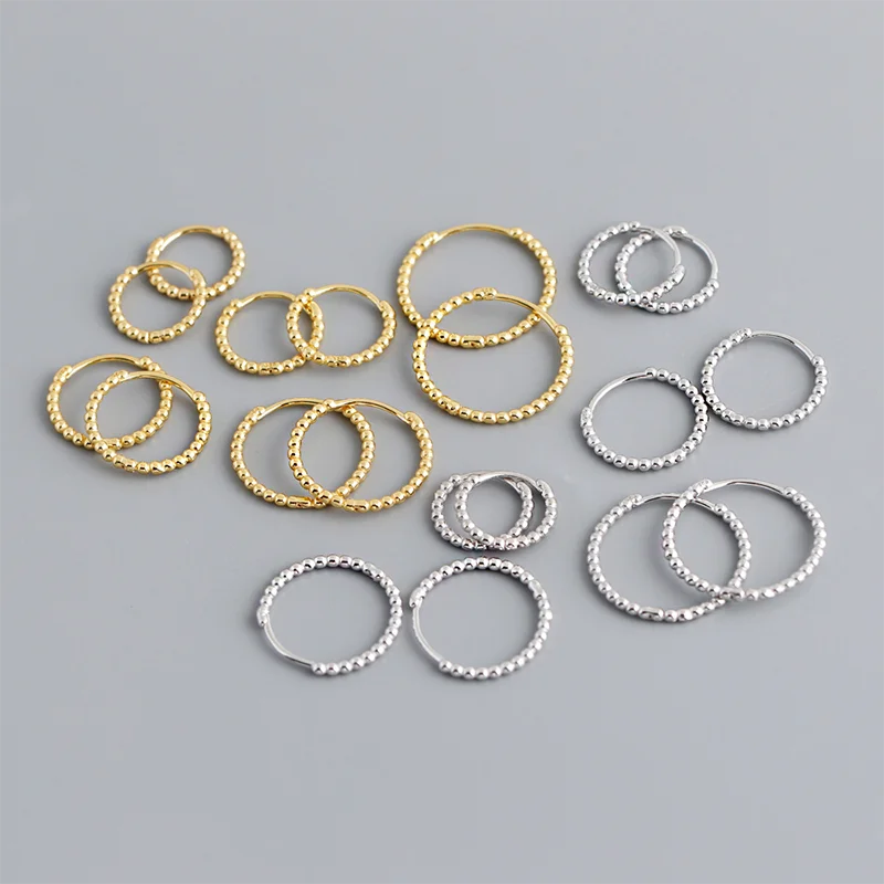 925 Sterling Silver Fashion Minimalist Beads Huggies Hoop Earrings for Women Trend Charm Ear Buckle Bohemian Jewelry Gift