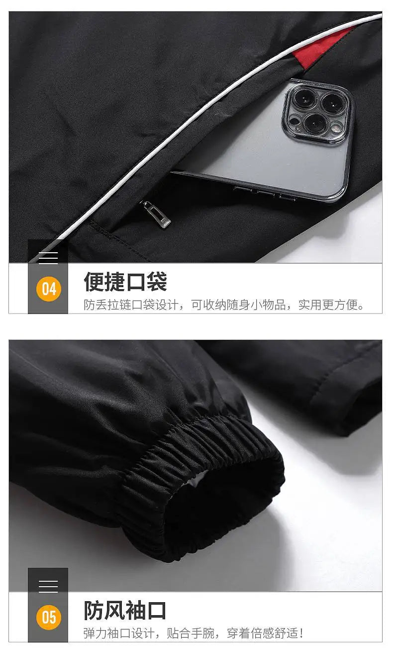 2025 Casual Windproof Running Sets Sportswear Men's Jogging Sport Jacket+Pants Sweatsuit Plus Size Breathable Workout Clothes